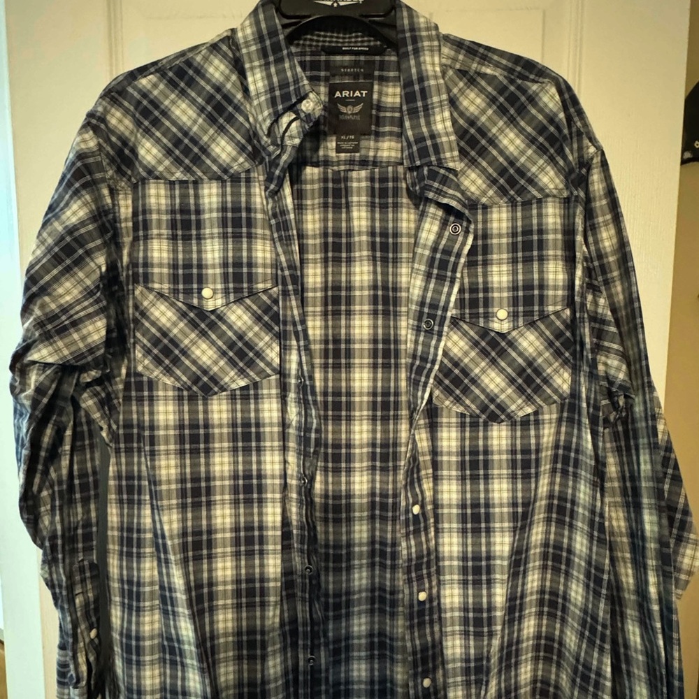 Ariat Blue and White Plaid Shirt